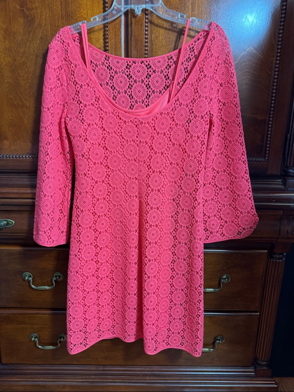 Lilly Pulitzer Hot Pink Crochet Shift Dress